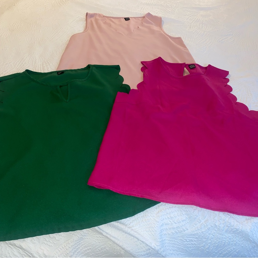 Bundle of 3 sleeveless blouses. Size medium. Never worn.
